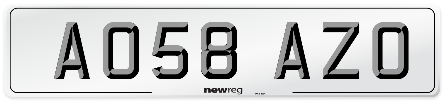 AO58 AZO Number Plate from New Reg
